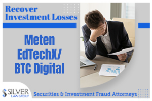 Have you purchased shares of a company called BTC Digital, or Metem Ed TechX, as was previously known, on the recommendation of your Aegis broker?
Silver Law Group is a securities law firm that looks after investors’ interests. If you or someone you know have suffered losses from an Aegis-related investment recommendation, contact attorney Scott Silver at ssilver@silverlaw.com or toll-free at (800) 975-4345 for a free consultation.
BTC Digital, (BTCT) is a crypto asset technology company that engages in bitcoin mining and the rental and resale of bitcoin mining machines. Founded in 2006 and originally named Ed TechX, it later bought Meten. The company engaged in English language training (ELT) until it changed to bitcoin mining in 2022, changing its name to BTC Digital. The company also changed its stock ticker from the original METX to its current BTCT. The company is headquartered in Shenzhen, China.
Meten/BTC is one of the many micro-cap companies underwritten by Aegis, which sold the stock to its retail customers. In its March 2024 report, SLCG Economic Consulting described Aegis as one of “the worst” retail brokerages, and a “Farm-to-Table Securities Fraud Purveyor” that cost its customers $5 billion in losses.
Aegis Capital’s underwrote Meten/BTC. The company allegedly directly harmed individual investors by pushing them into risky and ultimately worthless securities, usually using misleading research and potential price manipulation. The result was catastrophic financial losses for ordinary people, many of whom were not equipped to handle these risks.